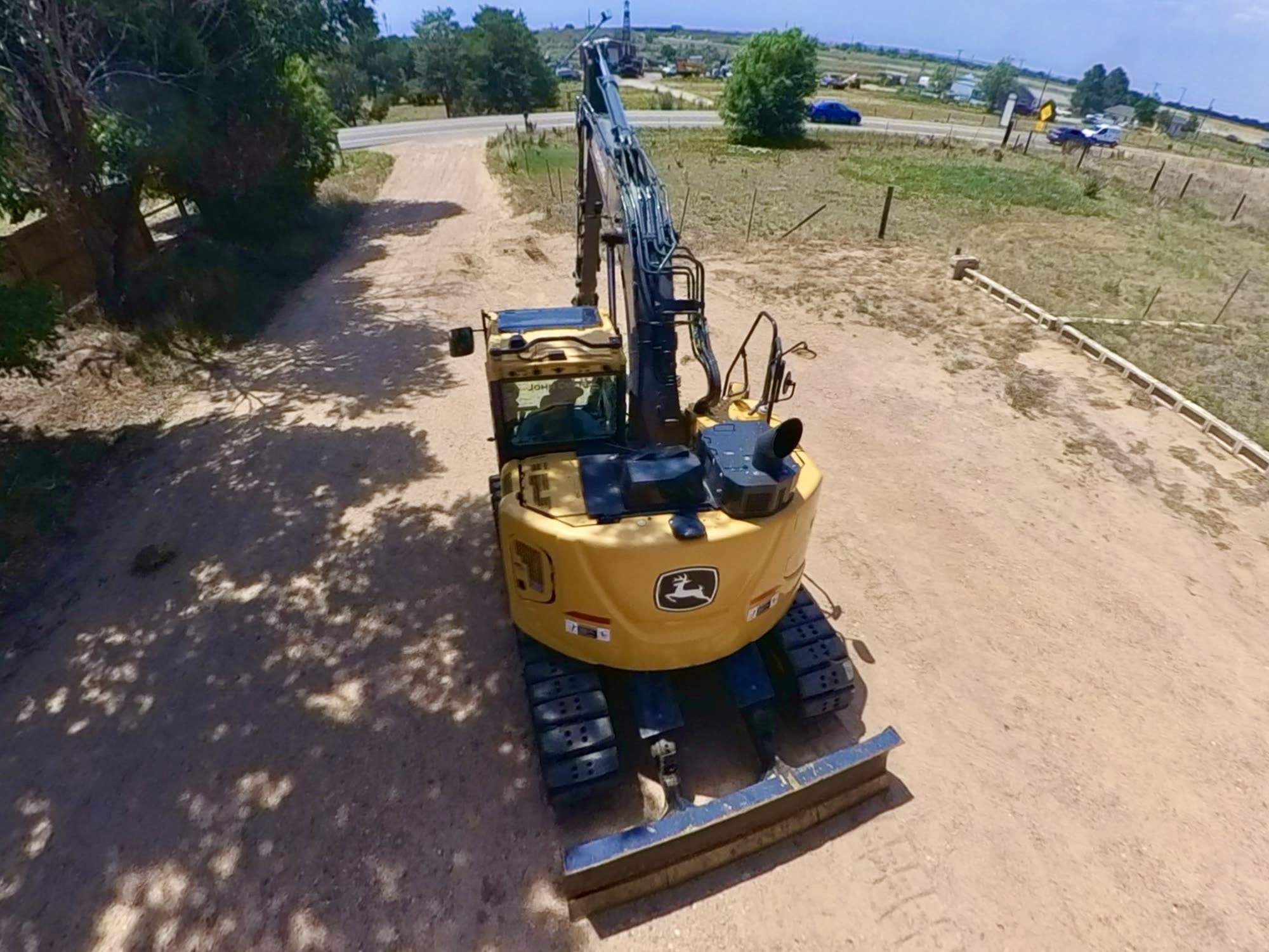 Excavator rear view on site